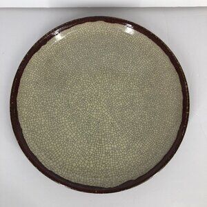 Pier 1 Crackle Collection‎ Vintage 1990s Pottery Large Brick Red Beige Plate